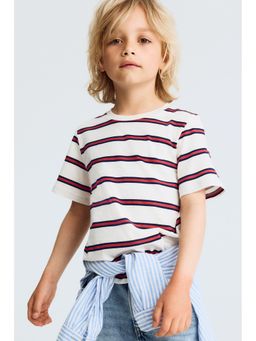 H&M - Boys White Printed Cotton T-Shirt