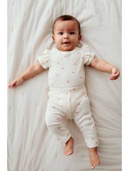 H&M - Girls White 2-piece printed cotton set