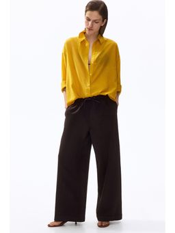 H&M - Women Brown Wide Paper Bag Trousers