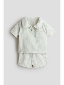 H&M - Boys Green 2-Piece Cotton Muslin Set