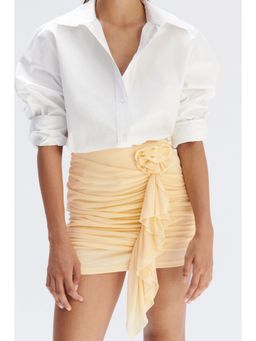 H&M - Women Yellow Flower-Detail Mini Skirt