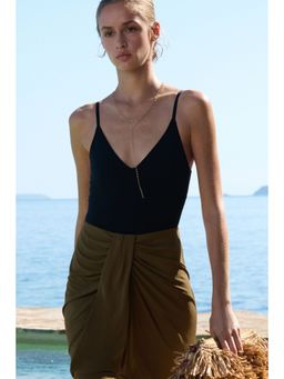 H&M - Women Green Draped Jersey Skirt