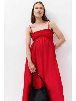 H&M - Women Red MAMA Smocked Bandeau Dress