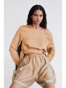 H&M - Women Beige One-Shoulder Tie-Detail Top