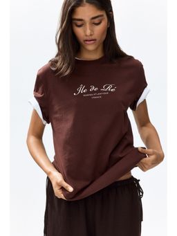 H&M - Women Brown Printed Cotton T-Shirt