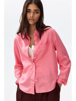 H&M - Women Pink Linen-Blend Shirt