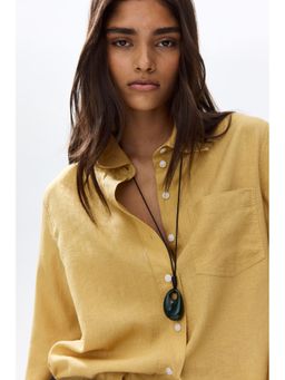 H&M - Women Yellow Linen-Blend Shirt