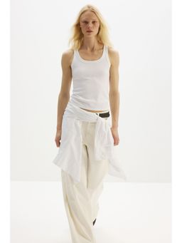 H&M MOVE - Women White Cooling Slim Fit Ribbed Vest Top