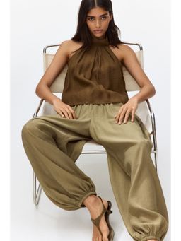 H&M - Women Green Tie-Neck Top