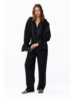 H&M - Women Black Tailored Linen Trousers
