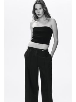 H&M - Women Black Linen-Blend Barrel Trouser