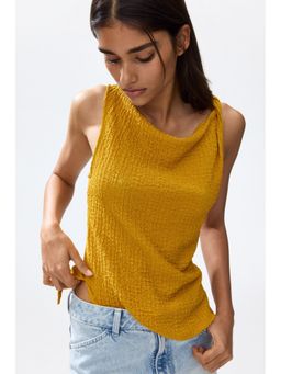 H&M - Women Yellow Asymmetric Crinkled Top
