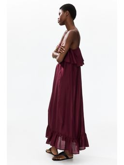 H&M - Women Red Frill-Trimmed A-Line Dress