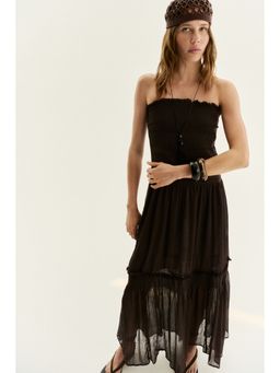 H&M - Women Brown Smocked Bandeau Dress