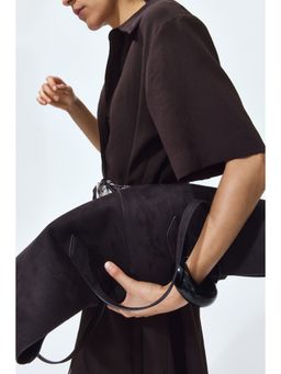 H&M - Women Brown Tie-Belt Shirt Dress