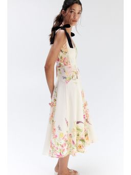 H&M - Women White Flared-Skirt Tie-Strap Dress
