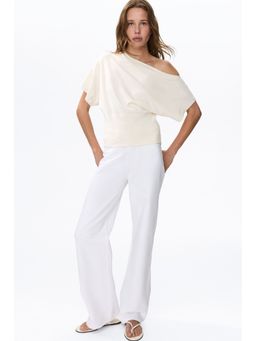 H&M - Women White Fine-Knit One-Shoulder Top
