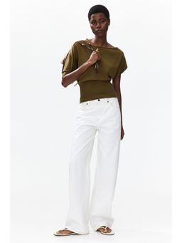 H&M - Women Green Fine-Knit One-Shoulder Top