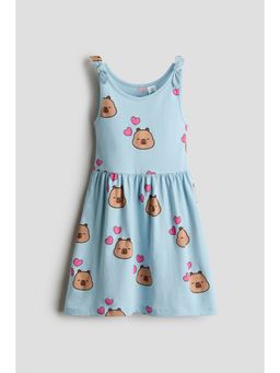 H&M - Girls Blue Printed Cotton Dress