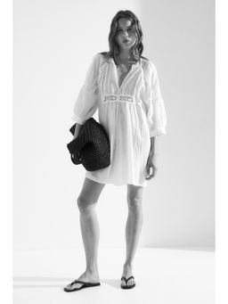 H&M - Women White Lace-Inset Tunic Dress