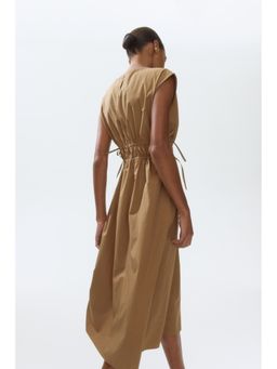 H&M - Women Beige Broderie Anglaise Drawstring-Detail Dress