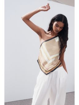 H&M - Women Multi-Color Scarf-Look One-Shoulder Top