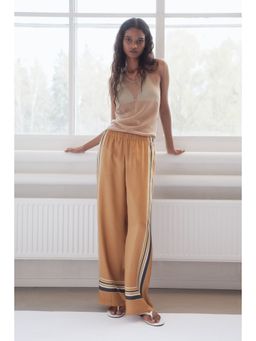 H&M - Women Beige Wide Satin Trousers
