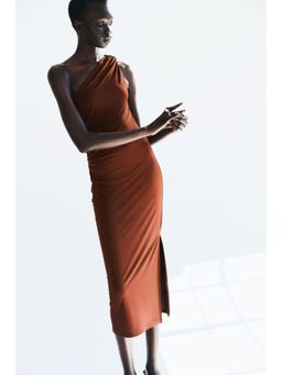 H&M - Women Brown Draped-Panel One-Shoulder Dress