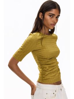 H&M - Women Yellow Crinkled Ruched Top