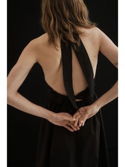 H&M - Women Black Cotton Halterneck Dress