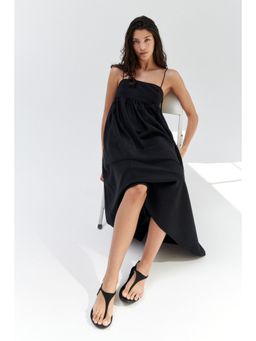 H&M - Women Black Tie-Strap Midi Dress