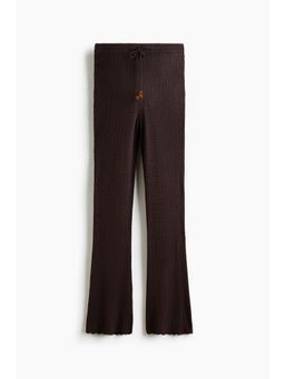 H&M - Women Brown Flared Crochet-Look Trousers