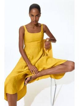 H&M - Women Yellow Flared-Skirt Dress