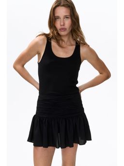 H&M - Women Black Ruched-Waist Mini Skirt