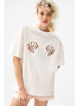 H&M - Women White Oversized Printed T-Shirt