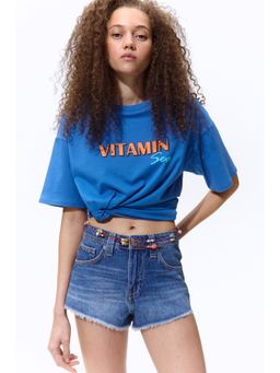 H&M - Women Blue Oversized Printed T-Shirt