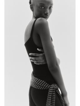 H&M - Women Black Ribbed Cotton Strappy Top