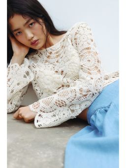 H&M - Women White Crochet-Look Top