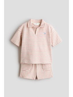 H&M - Boys White 2-Piece Textured Cotton Set