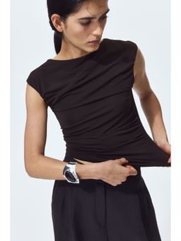 H&M - Women Brown Draped Boat-Neck Top