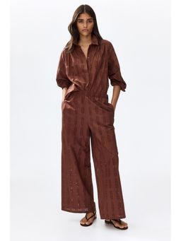 H&M - Women Brown Wide Broderie Anglaise Trousers