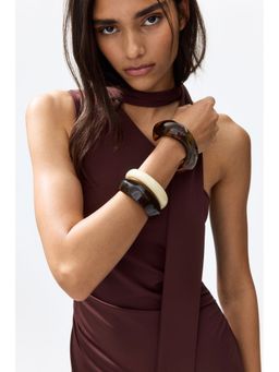 H&M - Women Brown Scarf-Collar One-Shoulder Dress