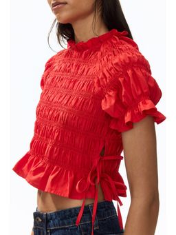 H&M - Women Red Smocked Cotton Blouse