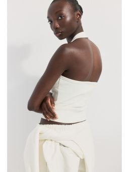 H&M - Women White Cotton Halterneck Top