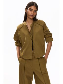 H&M - Women Green Ladder-Lace-Detail Cotton Blouse