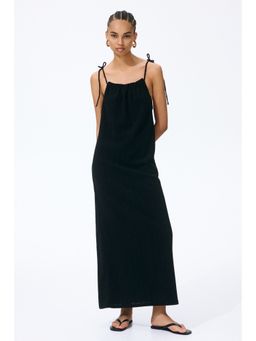 H&M - Women Black Crinkled Tie-Strap Dress