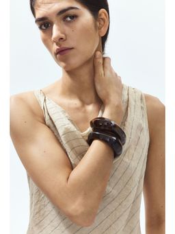 H&M - Women Beige Asymmetric Cowl-Neck Top