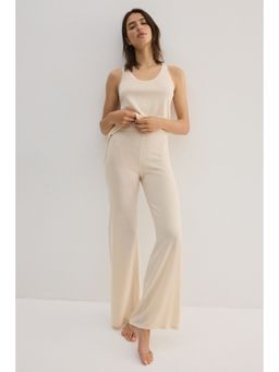 H&M - Women Beige Fine-Knit Trousers