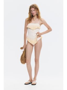 H&M - Women Yellow Flounced Pointelle-Knit Top