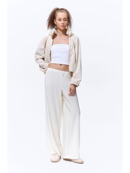 H&M - Women White Viscose-Blend Pull-On Trousers